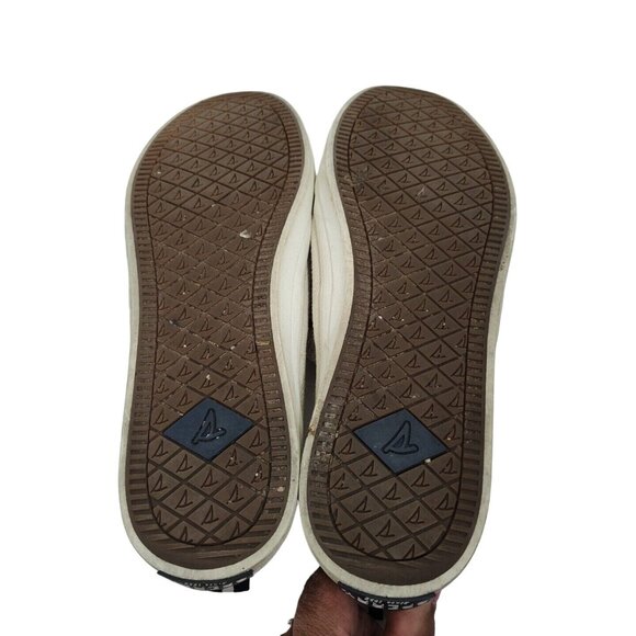 Sperry Top Sider Ivory Beige Sneakers Shoes Women Size 8.5 Leather Laces FLAWS - Picture 8 of 10